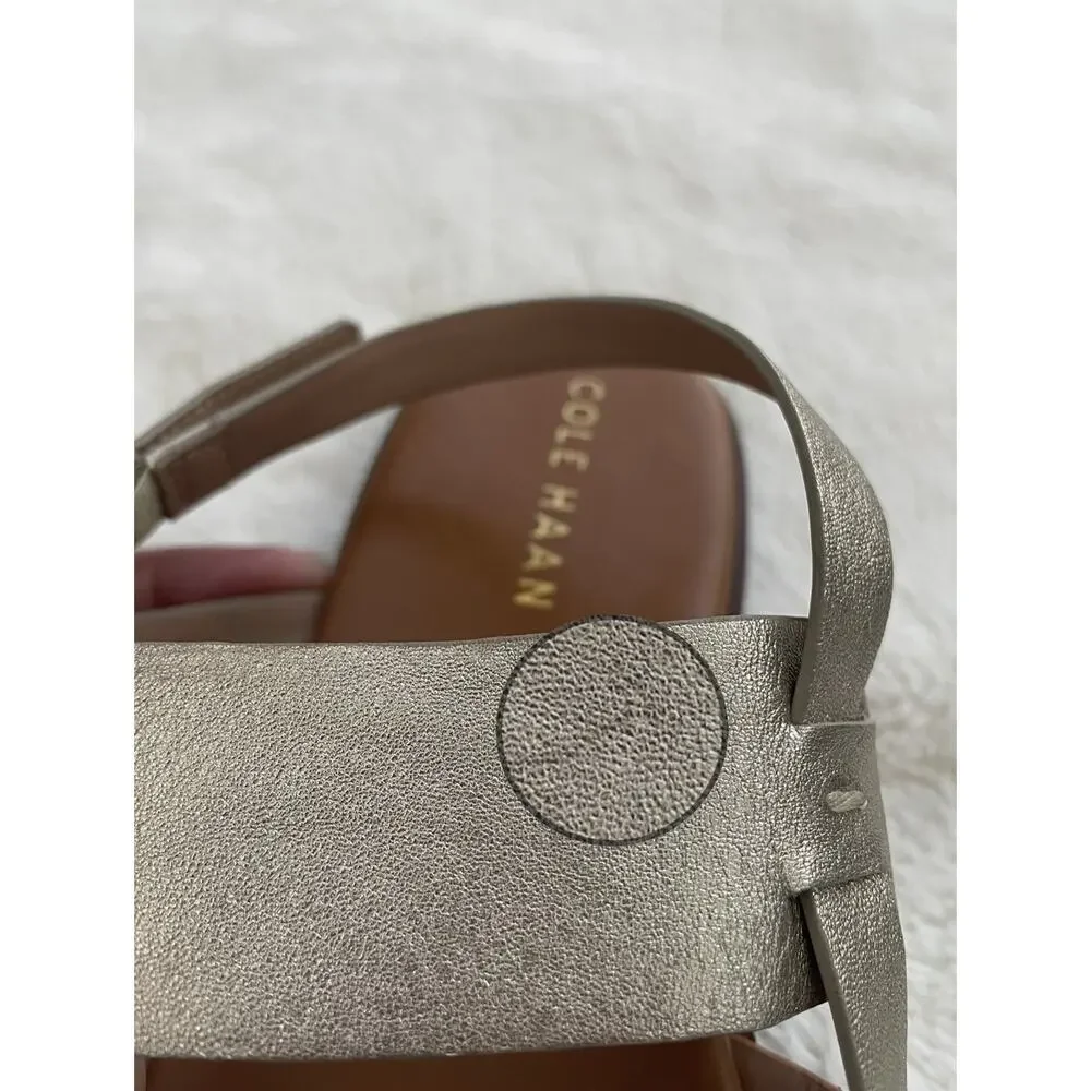 Cole Haan Fawn Sandal Leather Pecan/Soft Gold Size 8 Strappy Slingback